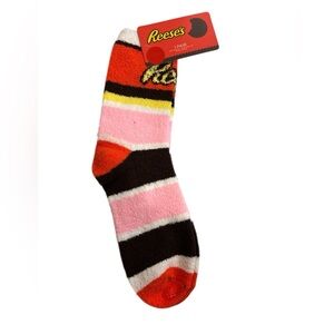 Reese’s fuzzy Colorful stripe Socks new with tags